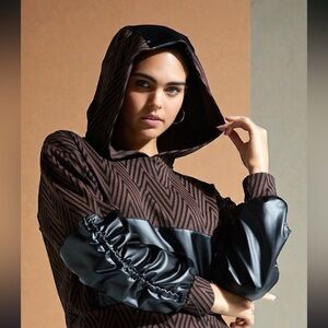 Noli Brown and Black Chevron Hoodie